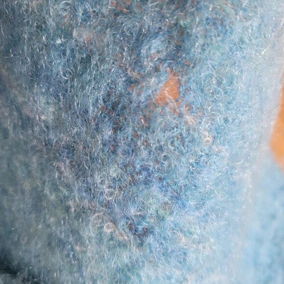 Vintage Blue Mohair Scarf Handwoven In Nepal 100% Pure New Wool Warm & Cozy - Picture 5 of 5